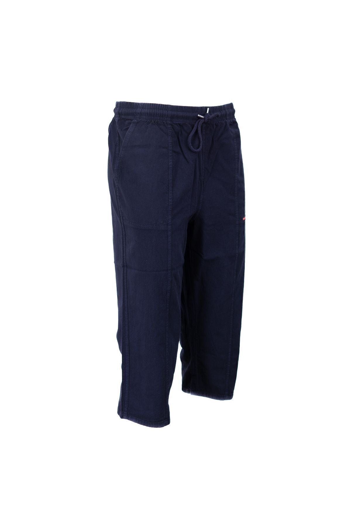 Erkek %100 Saf Pamuk Kumaş Kapri Düz Paça Yanlardan Cepli Beli Bağcıklı Kesim Tam Kalıp